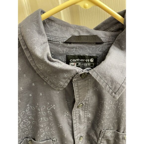 Carhartt Rugged Flex Shirt Mens Size Xxl Gray Button Up Relaxed Fit Bandana - Picture 6 of 8